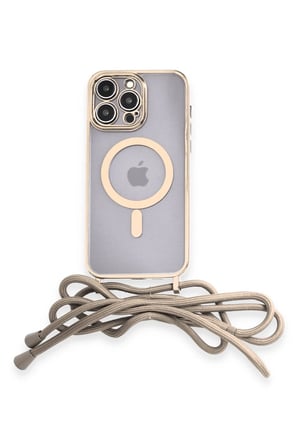 Mey İthalat®   iPhone 12 Pro Max Kılıf Divo Lazer Askılı Magsafe Kapak - Gold