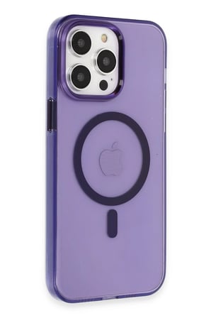 Mey İthalat®   iPhone 14 Pro Kılıf Tron Şeffaf Magsafe Kapak - Derin Mor