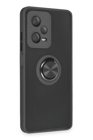 Mey İthalat®   Redmi Note 12 5G Kılıf Montreal Yüzüklü Silikon Kapak - Siyah