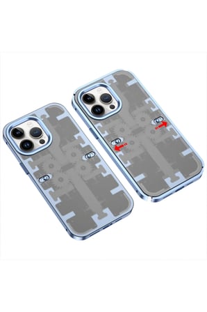 Mey İthalat®   iPhone 13 Pro Max Kılıf Mekanik Bumper Kapak - Mavi