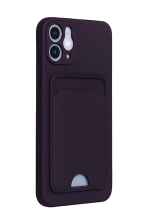 Mey İthalat®   iPhone 12 Kılıf Kelvin Kartvizitli Silikon - Derin Mor