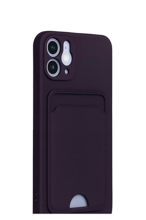 Mey İthalat®   iPhone 12 Kılıf Kelvin Kartvizitli Silikon - Derin Mor