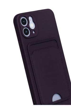 Mey İthalat®   iPhone 12 Kılıf Kelvin Kartvizitli Silikon - Derin Mor