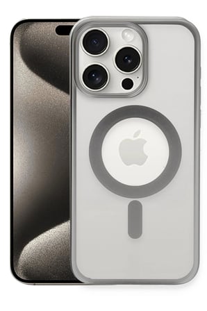 Mey İthalat®   iPhone 15 Pro Max Kılıf Erozi Magsafe Kapak - Gümüş