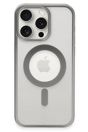 Mey İthalat®   iPhone 15 Pro Max Kılıf Erozi Magsafe Kapak - Gümüş