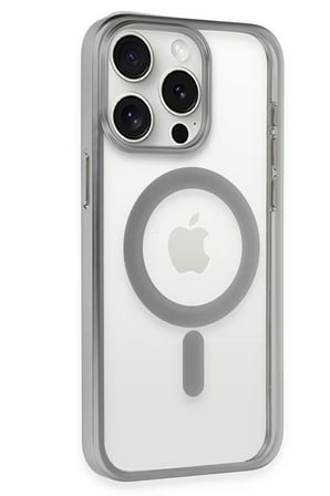 Mey İthalat®   iPhone 15 Pro Max Kılıf Erozi Magsafe Kapak - Gümüş