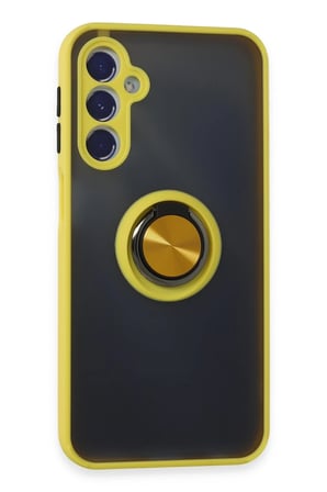 Mey İthalat®  Samsung Galaxy M34 5G Kılıf Montreal Yüzüklü Silikon Kapak - Sarı