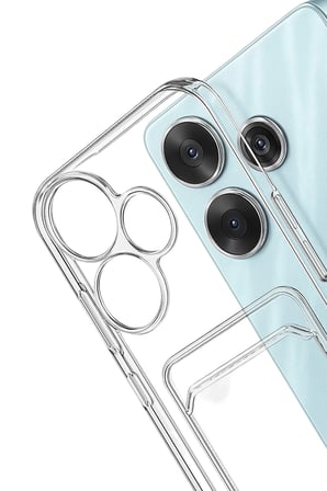 Mey İthalat®   Redmi 13 4G Kılıf Kart Şeffaf Silikon - Şeffaf
