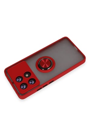 Mey İthalat®   Poco X6 Pro Kılıf Montreal Yüzüklü Silikon Kapak - Kırmızı