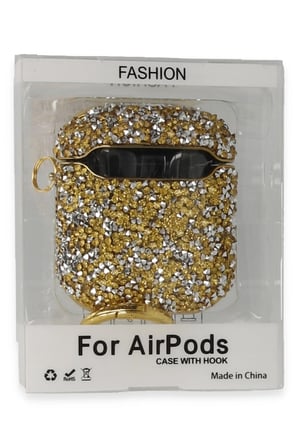 Mey İthalat®   Airpods 2 (2.nesil) Mira Taşlı Kılıf - Gold