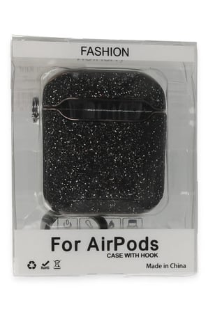 Mey İthalat®   Airpods 2 (2.nesil) Spell Simli Kılıf - Siyah