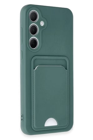 Mey İthalat®  Samsung Galaxy A35 5G Kılıf Kelvin Kartvizitli Silikon - Koyu Yeşil
