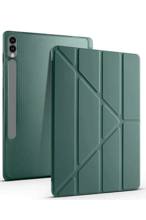Mey İthalat®  Samsung Galaxy X610 Tab S9 FE Plus 12.4 Kılıf Kalemlikli Mars Tablet Kılıfı - Koyu Yeş