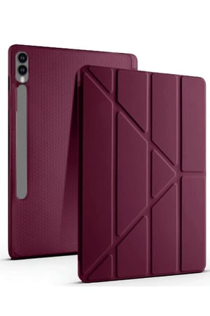 Mey İthalat®  Samsung Galaxy X610 Tab S9 FE Plus 12.4 Kılıf Kalemlikli Mars Tablet Kılıfı - Mürdüm