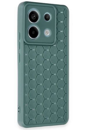Mey İthalat®   Redmi Note 13 Pro 5G Kılıf Petek Silikon Kapak - Koyu Yeşil