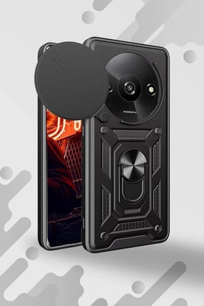 Mey İthalat®   Redmi A3 4G Kılıf Pars Lens Yüzüklü Silikon - Yeşil