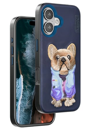 Mey İthalat®   iPhone 16 Cute Desenli Kapak - Lacivert