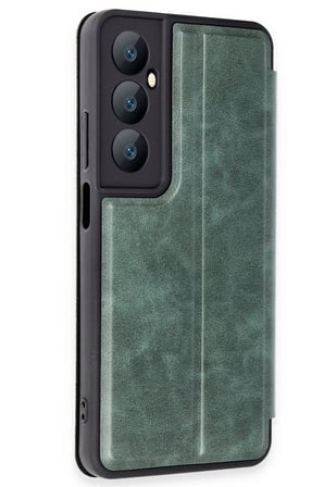 Mey İthalat®  Realme C65 Kılıf Flip Cover - Koyu Yeşil