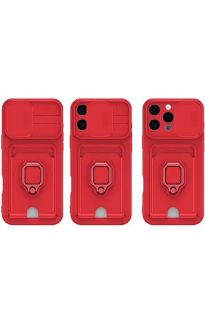 Mey İthalat®   iPhone 16 Kılıf Zuma Kartvizitli Yüzüklü Silikon - Lila