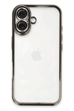 Mey İthalat®   iPhone 16 Kılıf  Lensli Silikon - Titanyum Gri