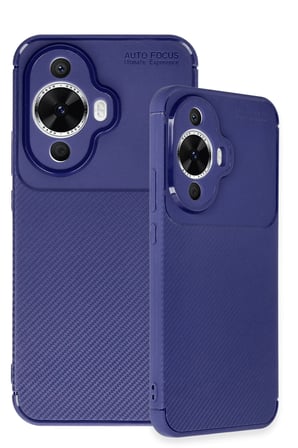 Mey İthalat®  Huawei Nova 12S Kılıf Auto Focus Karbon Kapak - Lacivert
