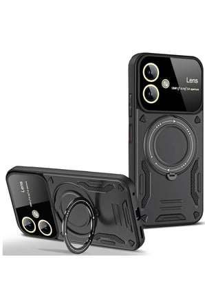 Mey İthalat®  Samsung Galaxy A06 Kılıf Joy Lens Standlı Kapak - Siyah