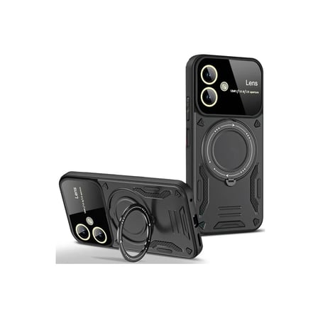 Mey İthalat®  Samsung Galaxy A06 Kılıf Joy Lens Standlı Kapak - Siyah