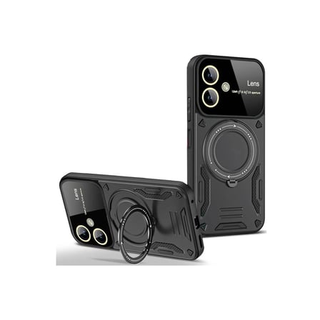 Mey İthalat®  Samsung Galaxy A06 Kılıf Joy Lens Standlı Kapak - Siyah