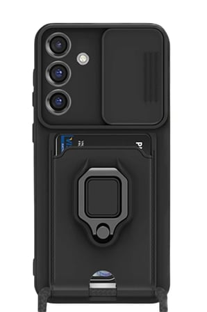 Mey İthalat®  Samsung Galaxy S25 Plus Kılıf Zuma Kartvizitli Yüzüklü Silikon - Siyah