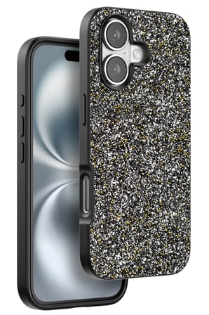 Mey İthalat®   iPhone 16 Plus Bright Simli Kapak - Gümüş