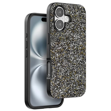 Mey İthalat®   iPhone 16 Plus Bright Simli Kapak - Gümüş