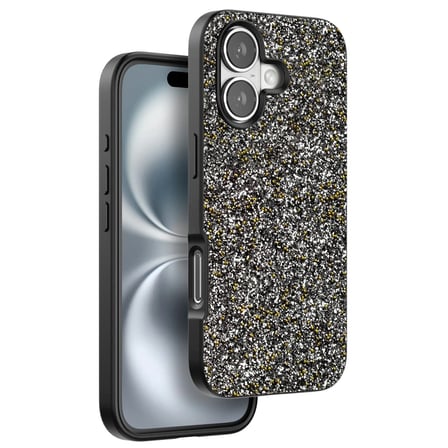Mey İthalat®   iPhone 16 Plus Bright Simli Kapak - Gümüş