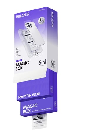 Mey İthalat®   iPhone 17 Pro Max Bilvis 5in1 3D Magic Cam Ekran Koruyucu - Siyah