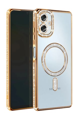 Mey İthalat®  Samsung Galaxy A06 Joke Simli Magneticsafe Kılıf - Gold