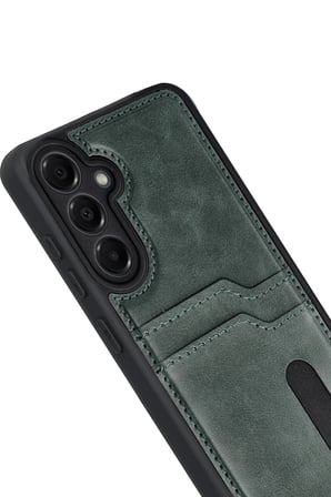 Mey İthalat®  Samsung Galaxy A17 5G Sara Kartvizitli Deri Kılıf - Yeşil