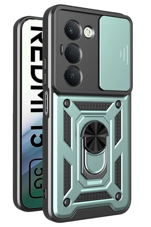 Mey İthalat®   Redmi 15 4G Pars Lens Yüzüklü Silikon - Yeşil