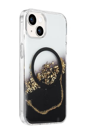 Mey İthalat®   iPhone 14 Lotus Simli Magsafe Kapak - Siyah