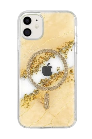 Mey İthalat®   iPhone 11 Lotus Simli Magsafe Kapak - Gümüş