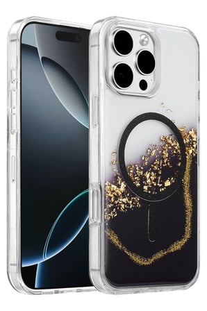 Mey İthalat®   iPhone 16 Pro Max Lotus Simli Magsafe Kapak - Siyah