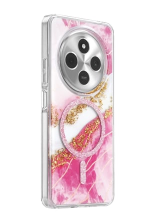 Mey İthalat®   Redmi 14C Lotus Simli Magsafe Kapak - Pembe