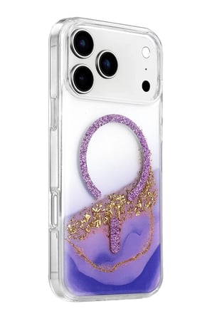 Mey İthalat®   iPhone 17 Pro Lotus Simli Magsafe Kapak - Mor