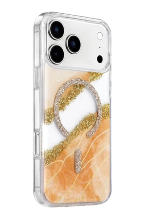 Mey İthalat®   iPhone 17 Pro Lotus Simli Magsafe Kapak - Turuncu