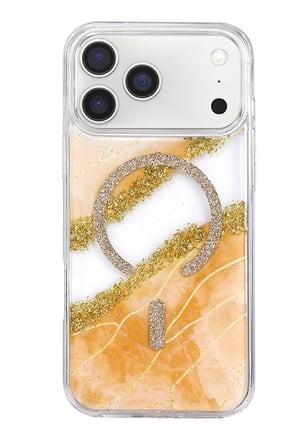 Mey İthalat®   iPhone 17 Pro Lotus Simli Magsafe Kapak - Turuncu