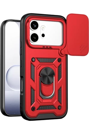 Mey İthalat®  Huawei Honor 600 Pars Lens Yüzüklü Silikon - Kırmızı
