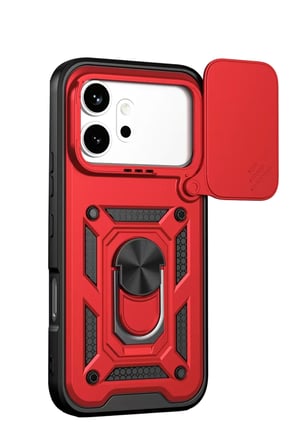 Mey İthalat®  Huawei Honor 600 Pars Lens Yüzüklü Silikon - Kırmızı
