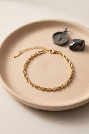 Mey İthalat® 316L Çelik Gold Renk Burgu Zincir Model Erkek Bileklik