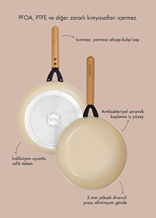 The Mia Cucina Di Mia İndüksiyon Tabanlı Seramik Sahan Tava Seti 5 Parça