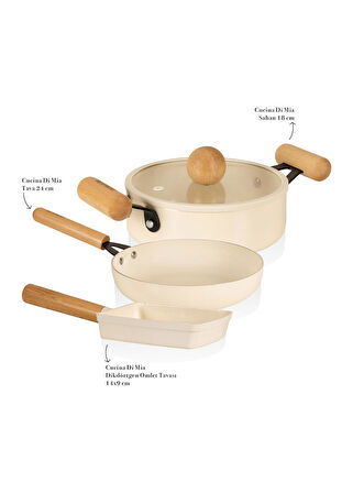 The Mia Cucina Di Mia İndüksiyon Tabanlı Seramik Sahan Tava Seti 4 Parça