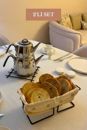 2’li Set Siyah Dikdörtgen Ekmek Sepeti Nihale Mutfak Seti