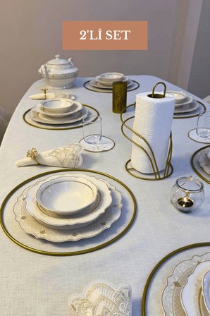 2’li Set Mat Gold 6'lı Supla Kuğu Peçetelik Mutfak Seti